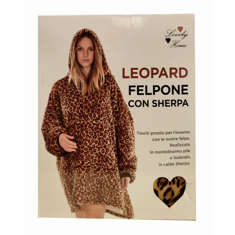 FELPONE DONNA PILE CON SHERPA LEOPARD LOVELY HOME