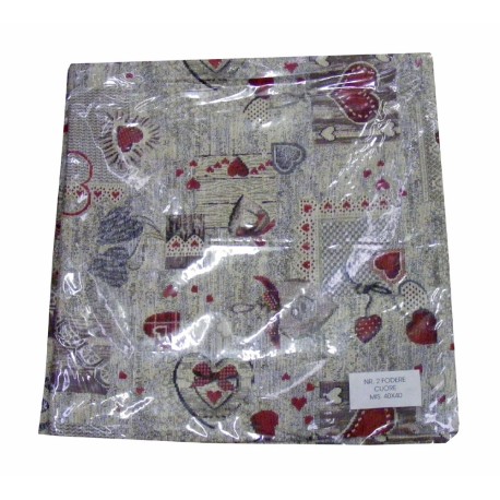 COPPIA FEDERA CUSCINO ARREDO GOBELIN CUORI PEZZOLI