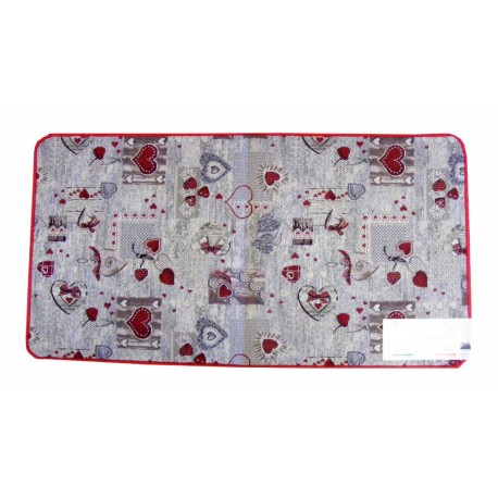TAPPETO CUCINA JACQUARD GOMMATO ANTISCIVOLO HOLLY CUORI EG BORDEAUX