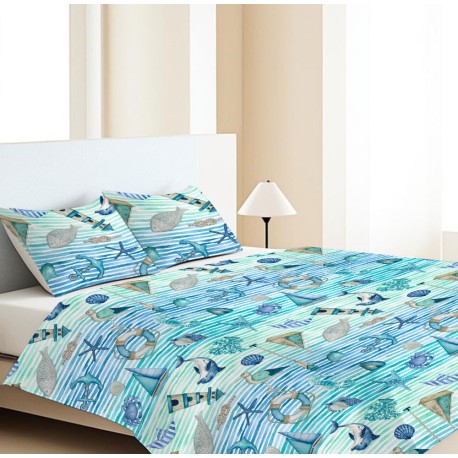 COPRILETTO COTONE PIQUET MARE QUADRIFOGLIO