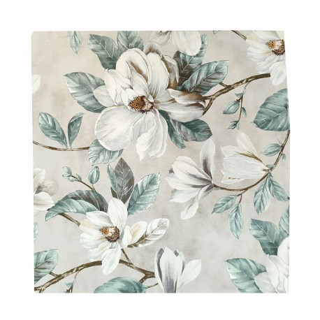 COPPIA FEDERA CUSCINO ARREDO 50X50CM DIGITALE FIORI BIANCHI FONDO GRIGIO PEZZOLI