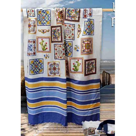 TELO MARE PAREO FOUTA 100X200CM MAIOLICA PEZZOLI