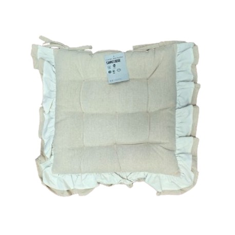 CONFEZIONE 6 PEZZI CUSCINO SEDIA LACCI VOLANT 40X40CM CANNES BEIGE SOPHIE