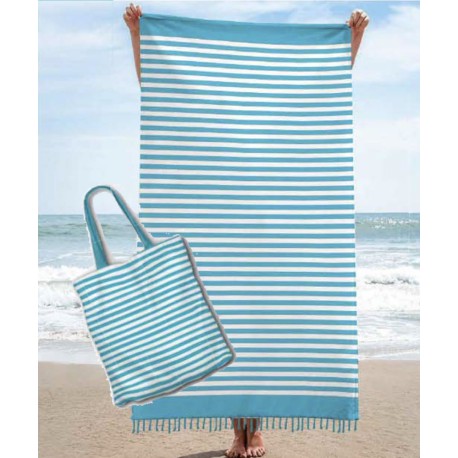 BORSA DA MARE + TELO FOUTA 90X160CM COTONE SPEEDY SGHOME