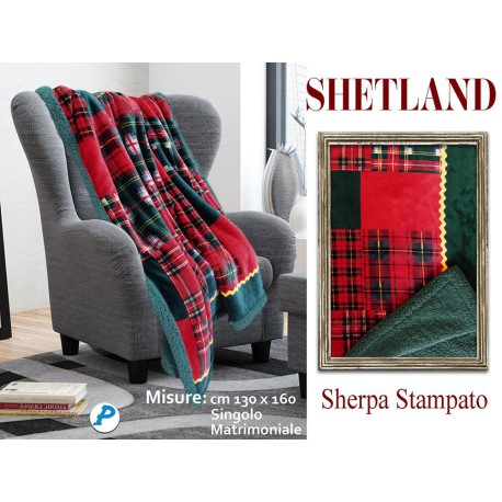 PLAID PILE STAMPATO AGNELLATO SHETLAND PEZZOLI