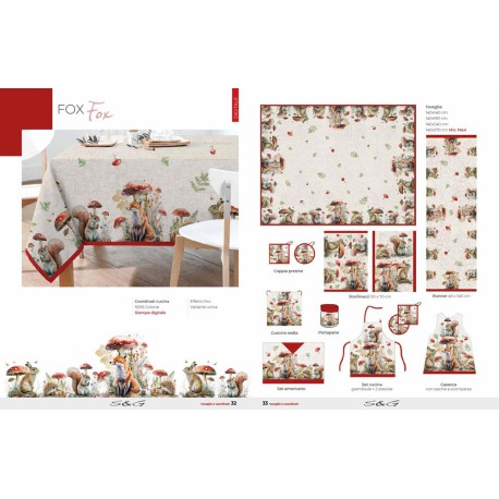 SET CUCINA COTONE DIGITALE VOLPE FOX SGHOME