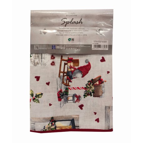 TOVAGLIA ANTIMACCHIA SPLASH NATALE ELFI SLITTA LOVELY HOME