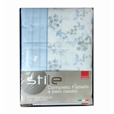 COMPLETO LENZUOLA FLANELLA FAVOLA STILE IMBERTI AZZURRO