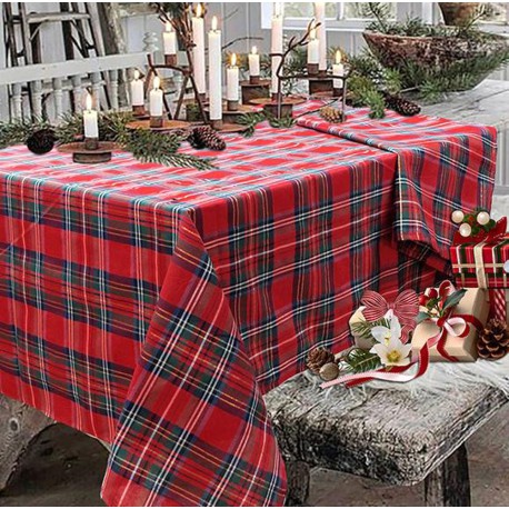 TOVAGLIA MISTO COTONE MIROS NATALE TARTAN LUREX PEZZOLI