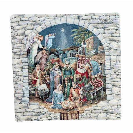 FEDERA CUSCINO ARREDO 45X45CM GOBELIN PRESEPE PEZZOLI