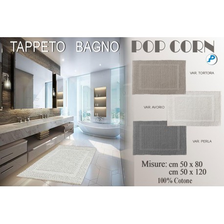 TAPPETO BAGNO ANTISCIVOLO 50X80CM E 50X120CM POPCORN PEZZOLI