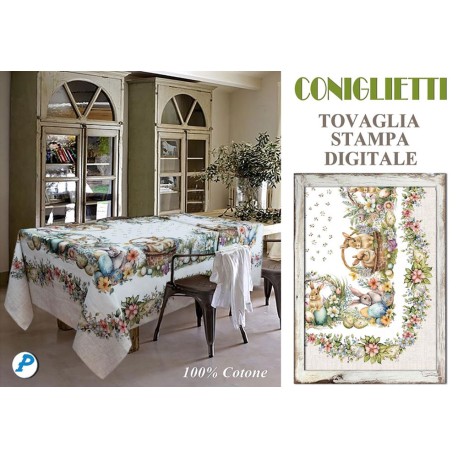 TOVAGLIA COTONE DIGITALE CONIGLIETTI PICNIC PEZZOLI