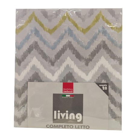 COMPLETO LENZUOLA COTONE ZIGZAG LIVING IMBERTI GRIGIO