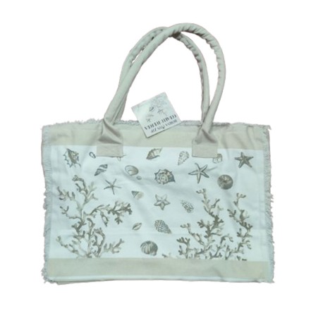 BORSA DA MARE COTONE CON ZIP CORALLO TORTORA PEZZOLI