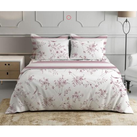 COMPLETO LENZUOLA MATRIMONIALE PERCALLE COTONE FIORELLINI ROSA PEZZOLI
