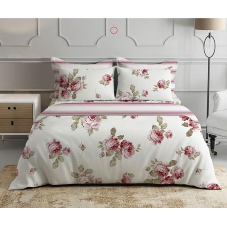 COMPLETO LENZUOLA MATRIMONIALE PERCALLE COTONE ROSE ROSA PEZZOLI