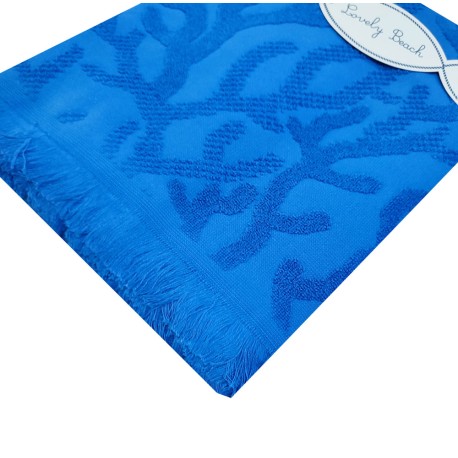 TELO MARE SPUGNA 90X170CM JACQUARD FRANGE CORAYA LOVELY BEACH GITIESSE