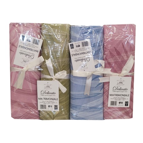 ASSORTITO 4 PEZZI COMPLETO LENZUOLA COTONE MATRIMONIALE DELICATO FELCI HOME SWEET HOME