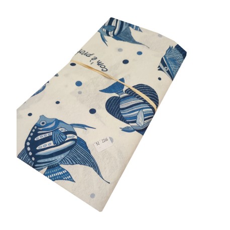 COPRILETTO PIQUET MISTO COTONE PESCI BLU PEZZOLI DOLCE NOTTE