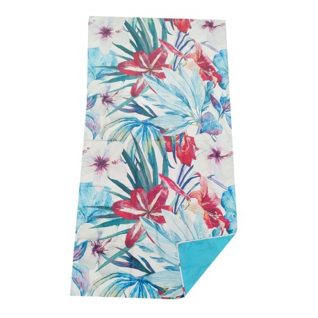 TELO MARE MICROFIBRA 90X170CM DIGITALE WAIKIKI FIORI AZZURRO GITIESSE