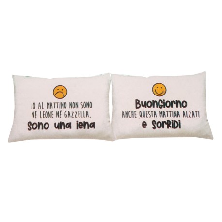 COPPIA FEDERE CUSCINO COTONE FACCINE MIAMI GIT