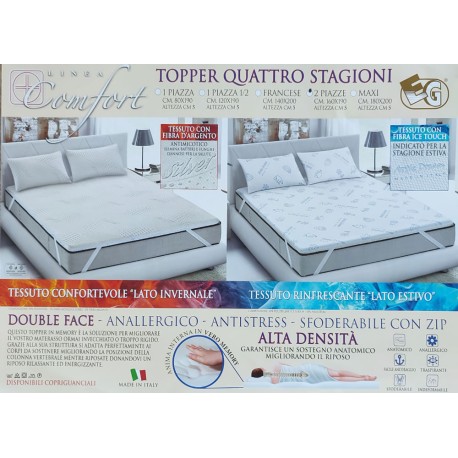 TOPPER MATERASSO MEMORY DOUBLE FACE QUATTRO STAGIONI EG