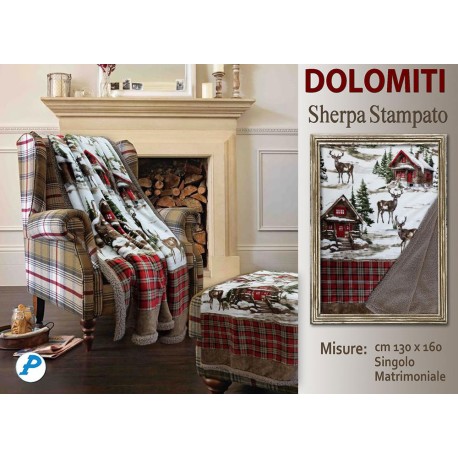 PLAID PILE STAMPATO AGNELLATO DOLOMITI PEZZOLI