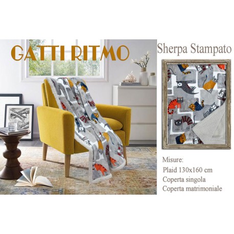 PLAID PILE STAMPATO GATTI RITMO PEZZOLI