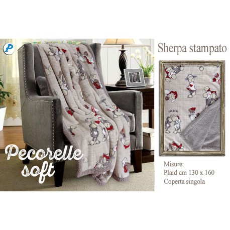 PLAID PILE STAMPATO AGNELLATO PECORELLE SOFT PEZZOLI