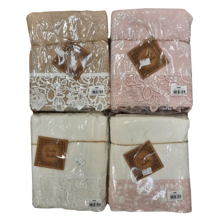 SET SPUGNA ASCIUGAMANO + OSPITE RICAMATO KIRA LOVELY SHABBY GITIESSE