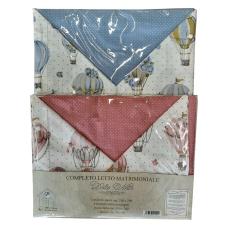 COMPLETO LENZUOLA COTONE MONGOLFIERE DOLCE NOTTE PEZZOLI