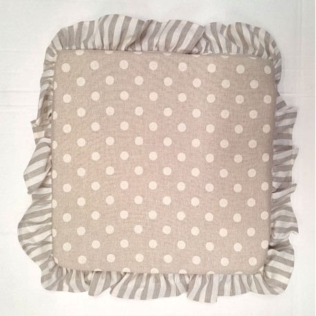 COPPIA CUSCINO LACCI VOLANT SEDIA IMBOTTITO 40X40CM POIS PEZZOLI