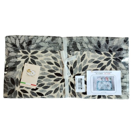TAPPETO DA CUCINA VELOUR FLOWER EG GRIGIO