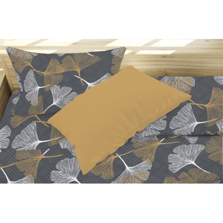 COPPIA FEDERE CUSCINO GINKO QUADRIFOGLIO GIALLO