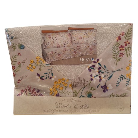 COMPLETO LENZUOLA MATRIMONIALE COTONE VICKY DOLCE NOTTE PEZZOLI