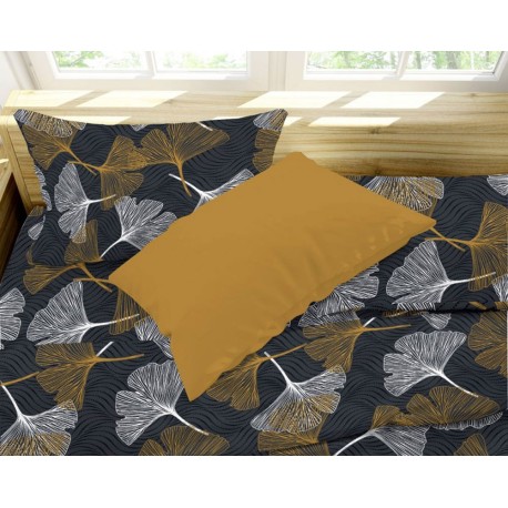 COMPLETO LENZUOLA FLANELLA GINKO QUADRIFOGLIO GIALLO