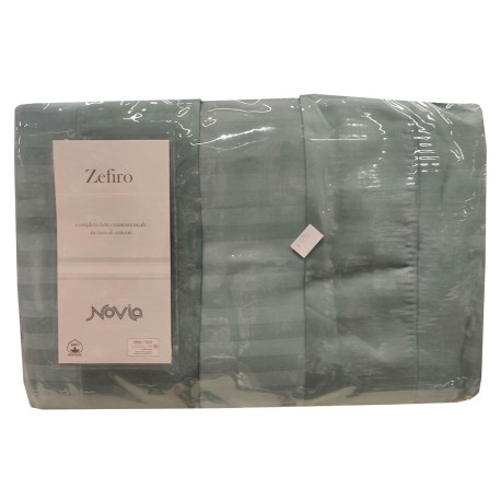 COMPLETO LENZUOLA RASO COTONE MATRIMONIALE ZEFIRO NOVIA AZZURRO