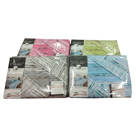 COMPLETO LENZUOLA FLANELLA MATRIMONIALE RIGHE MARINONI