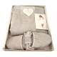 SET 4 PEZZI PAREO PANTOFOLE FASCIA SASSI HELEN GRIGIO
