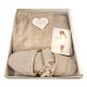 SET 4 PEZZI PAREO PANTOFOLE FASCIA SASSI HELEN SABBIA