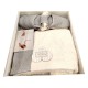 SET 4 PEZZI PAREO PANTOFOLE FASCIA SASSI HELEN PANNA-GRIGIO
