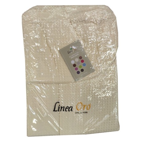 ACCAPPATOIO CON CAPPUCCIO TINTA UNITA NIDO D'APE LINEA ORO AVORIO