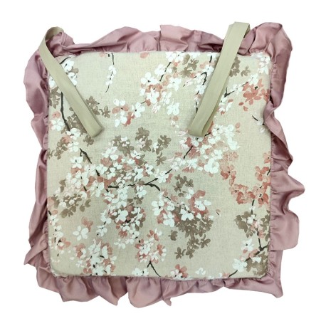 COPPIA CUSCINO SEDIA LACCI VOLANT 40X40CM FIOR DI PESCO PEZZOLI