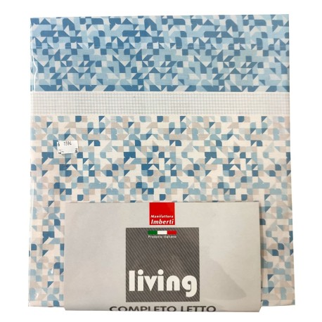 COMPLETO LENZUOLA COTONE FLORIDA LIVING IMBERTI AZZURRO