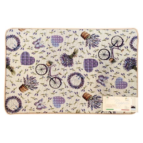 TAPPETO CUCINA JACQUARD GOMMATO ANTISCIVOLO LAVANDA EG