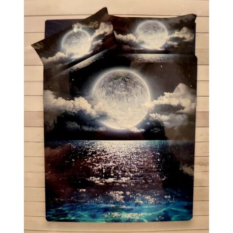 COMPLETO LENZUOLA COPRILETTO DIGITALE LUNA SEA MOON 49 LOVELY HOME CARTELLINO