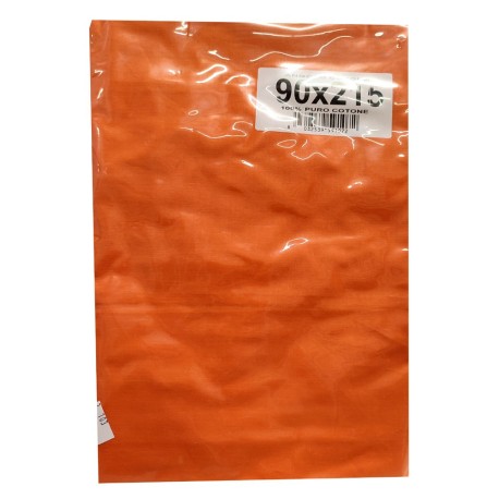 LENZUOLO SOTTO ANGOLI SINGOLO 90X215 H25 CM COTONE TINTA UNITA QUADRIFOGLIO ARANCIO