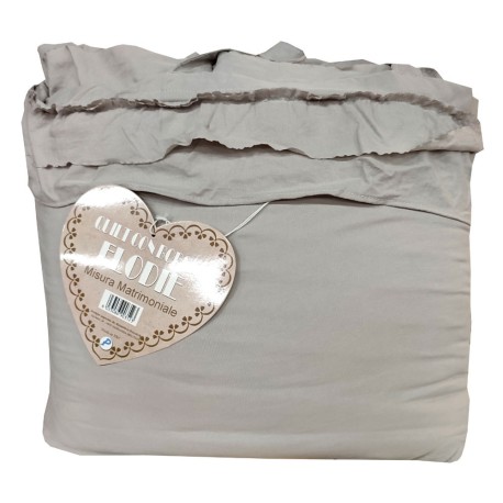 TRAPUNTINO MATRIMONIALE MICROFIBRA CON BORSA E VOLANT ELODIE PEZZOLI BEIGE