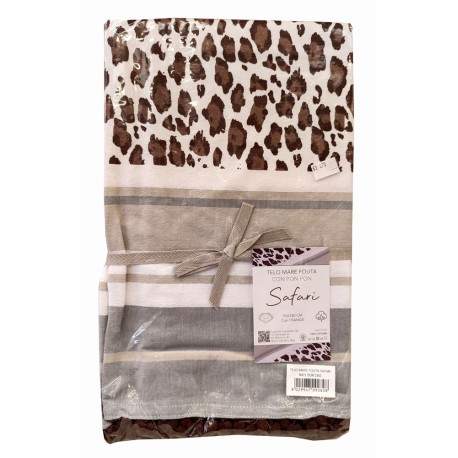 TELO MARE FOUTA CON PON PON 90X190CM SAFARI SOPHIE