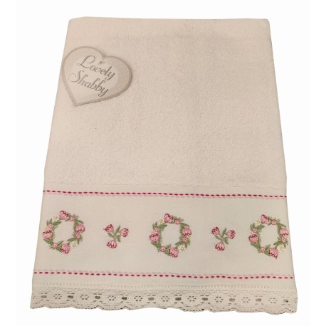 SET SPUGNA ASCIUGAMANO + OSPITE UNCINETTO PEONY GITIESSE BIANCO